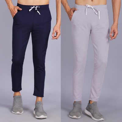 ASK CREATION Solid Men Dark Blue, Grey Track Pants