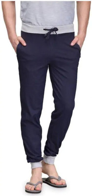 Joggers Park Solid Men Dark Blue Track Pants