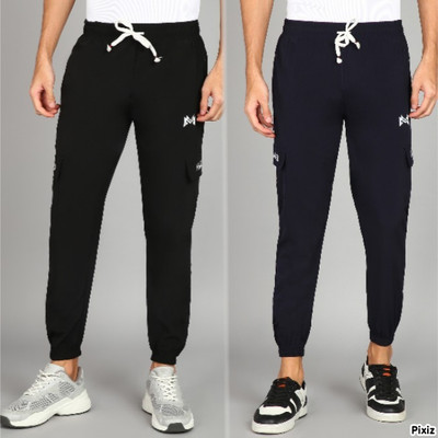 mank D Solid Men Black, Dark Blue Track Pants