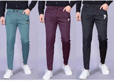 MSRathoreEnterprises Regular Fit Men Blue, Black, Light Blue Trousers