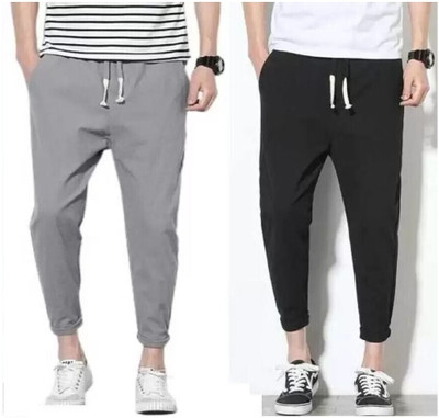 PS Traders Solid Men Black, Grey Track Pants