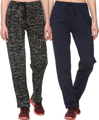 Weboasis Printed Women Dark Blue, Black Track Pants