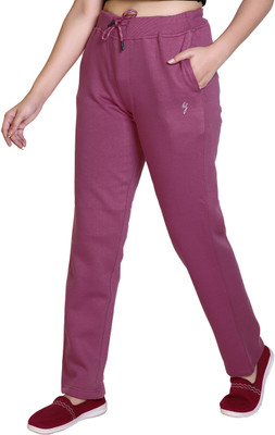 hifzaa Solid Women Pink Track Pants