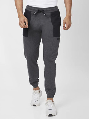 Spykar Colorblock Men Grey Track Pants