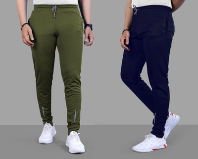 Z-DEVIL Solid Men Olive, Blue Track Pants