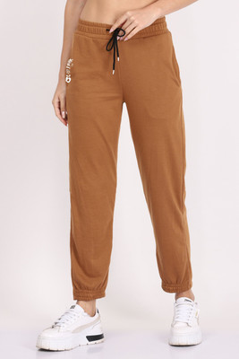 CLOTHINK India Solid Women Brown Track Pants