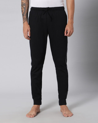 AVOQ Striped Men Black Track Pants