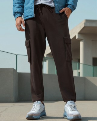 BEWAKOOF Solid Men Brown Track Pants