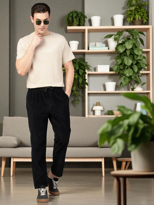 SB Trend Solid Men Black Track Pants