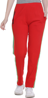 SHAUN Striped Women Red Track Pants
