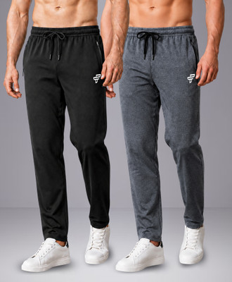 FEEL TRACK Solid Men Black, Grey Track Pants