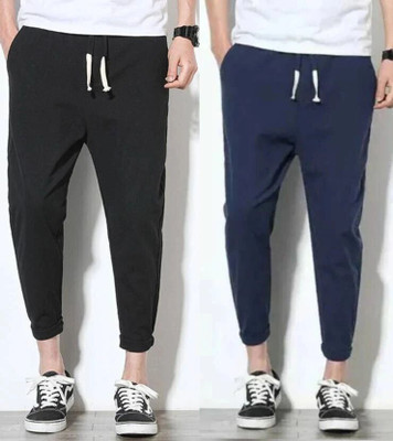 Fabrictown Solid Men Black, Blue Track Pants