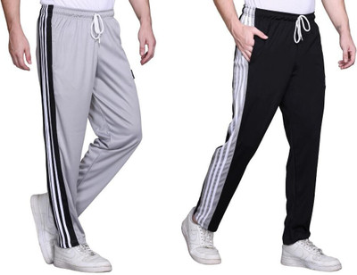 HVBK Striped Men Grey, Black Track Pants