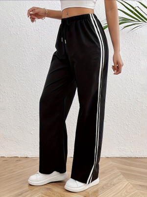 PROGENY Striped Women Black Track Pants