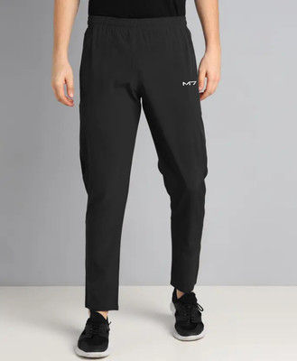 M7 By Metronaut Solid Men Black Track Pants