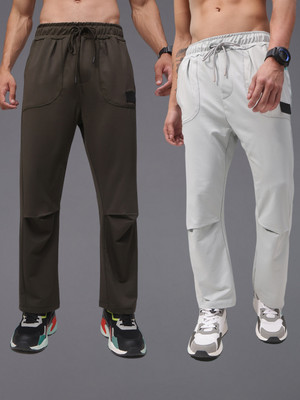 MADSTO Solid Men Silver, Dark Green Track Pants
