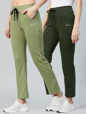 BLINKIN Solid Women Dark Green, Light Green Track Pants