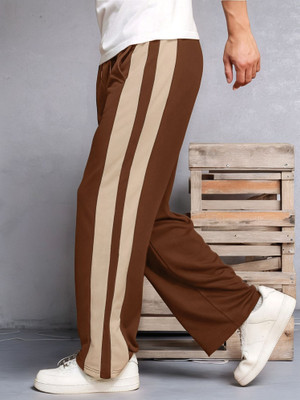 Jump Cuts Colorblock Men Brown Track Pants