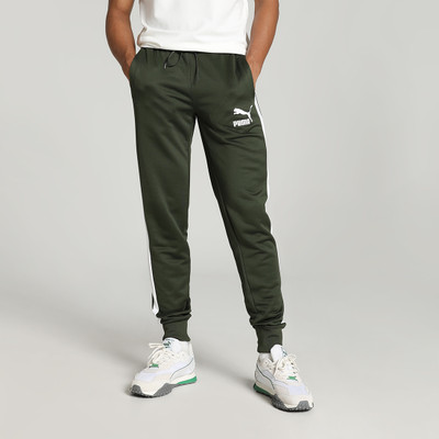 PUMA T7 ICONIC Track Solid, Striped Men Green Track Pants