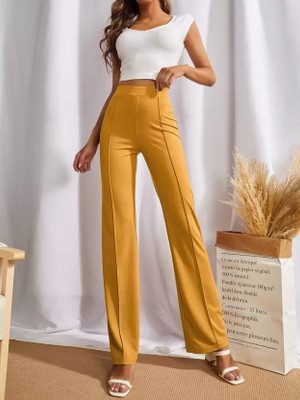 inch pinch Regular Fit Women Yellow Trousers