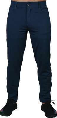ask Solid Men Blue Track Pants