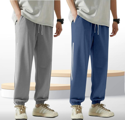 METRONAUT Striped Men Grey, Blue Track Pants