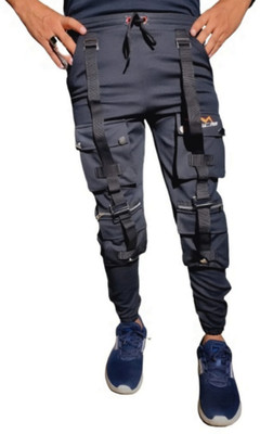 MindsArt Self Design Men Black Track Pants