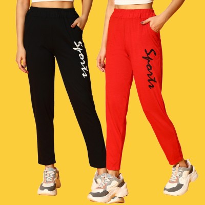 zazbi Printed Women Black, Red Track Pants