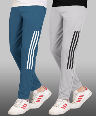 Cronix Striped Men Blue, Grey Track Pants
