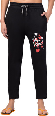 KLAXXY ENTERPRISES Self Design Women Black Track Pants
