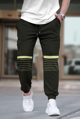 TRIPR Solid Men Dark Green Track Pants
