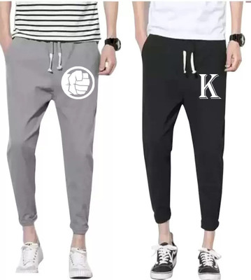YFB Printed Men Black, Grey Track Pants
