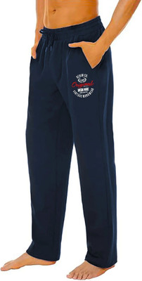 Peach Blossom Printed Men Blue Track Pants