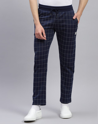 MONTE CARLO Checkered Men Blue Track Pants