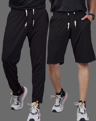 Septem Self Design Men Black Track Pants