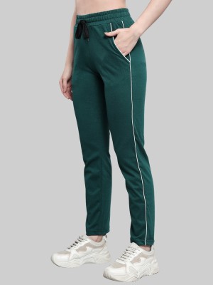 Q-Rious Solid Women Green Track Pants