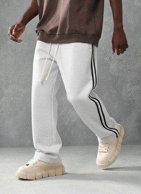 Dockstreet Striped Men White Track Pants