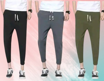 bfb Solid Men Black, Grey Track Pants