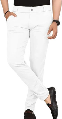 Sb Creation Solid Men White Track Pants