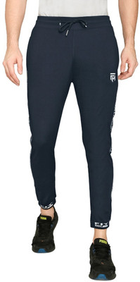 Wild Magic Solid, Washed, Self Design Men Blue Track Pants