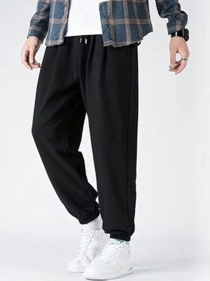 Pricha Solid Men Black Track Pants