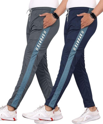 GAJVU Striped Men Grey, Blue Track Pants