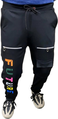 Mindsart Trend Printed Men Black Track Pants