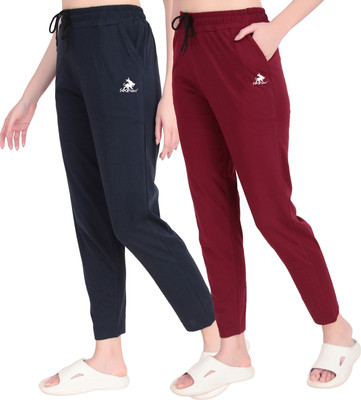 SEAPRINT Solid Women Dark Blue, Maroon Track Pants