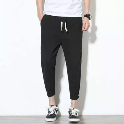 EnStore Solid, Printed Men Black Track Pants