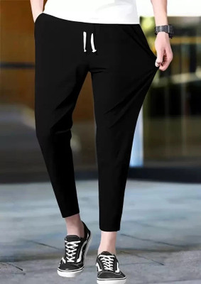 HoC Solid Men Black Track Pants