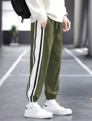 SPOWEARY Colorblock Men Olive Track Pants