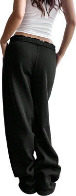 Dockstreet Solid Women Black Track Pants