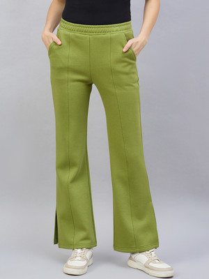 98 Degree North Solid Women Dark Green Track Pants