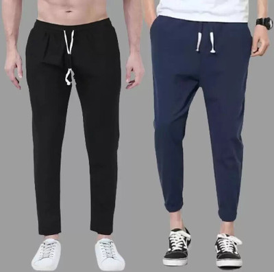 Kashmiri queen Solid Men Dark Blue, Black Track Pants